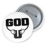 God has His hands on you - pin button