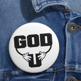 God has His hands on you - pin button